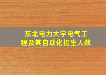 东北电力大学电气工程及其自动化招生人数