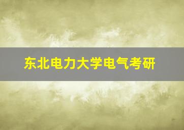 东北电力大学电气考研