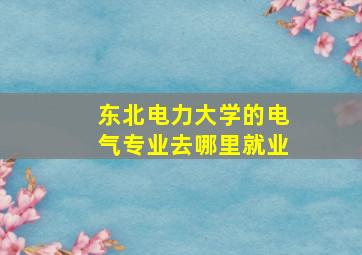 东北电力大学的电气专业去哪里就业