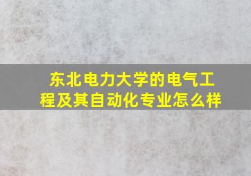 东北电力大学的电气工程及其自动化专业怎么样