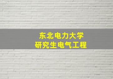 东北电力大学研究生电气工程