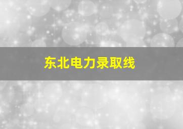 东北电力录取线