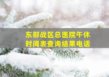 东部战区总医院午休时间表查询结果电话