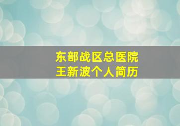 东部战区总医院王新波个人简历