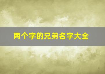 两个字的兄弟名字大全