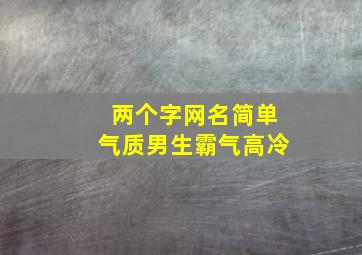 两个字网名简单气质男生霸气高冷