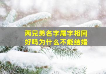 两兄弟名字尾字相同好吗为什么不能结婚