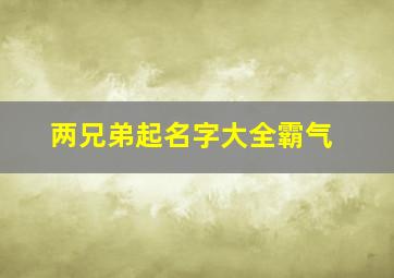 两兄弟起名字大全霸气