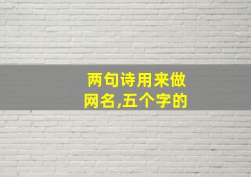 两句诗用来做网名,五个字的