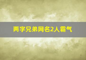 两字兄弟网名2人霸气