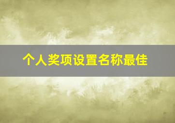 个人奖项设置名称最佳