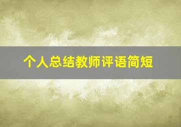 个人总结教师评语简短