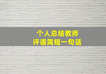 个人总结教师评语简短一句话