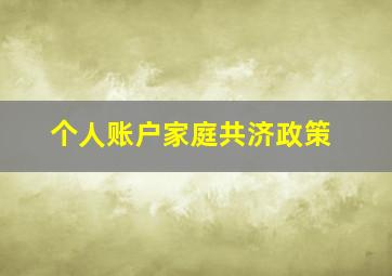 个人账户家庭共济政策