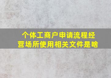 个体工商户申请流程经营场所使用相关文件是啥