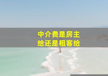 中介费是房主给还是租客给