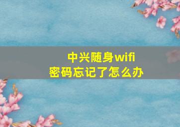 中兴随身wifi密码忘记了怎么办