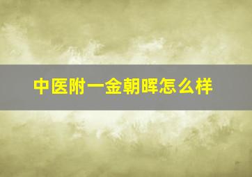 中医附一金朝晖怎么样