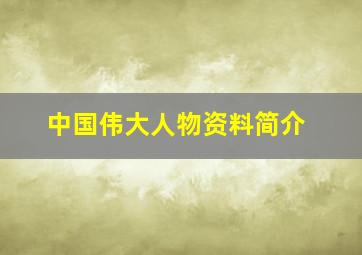 中国伟大人物资料简介