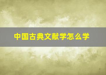 中国古典文献学怎么学