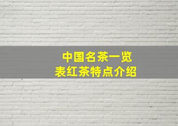 中国名茶一览表红茶特点介绍