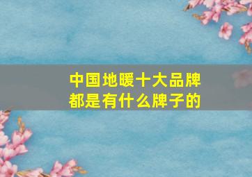 中国地暖十大品牌都是有什么牌子的