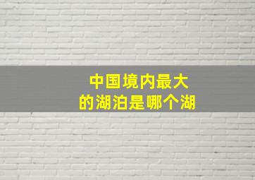 中国境内最大的湖泊是哪个湖