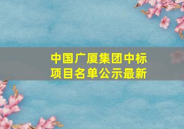 中国广厦集团中标项目名单公示最新