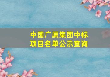 中国广厦集团中标项目名单公示查询