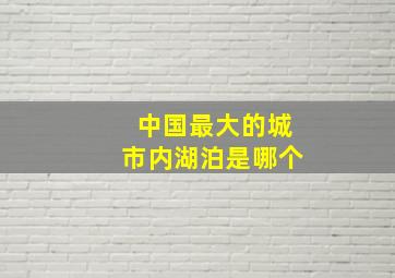 中国最大的城市内湖泊是哪个