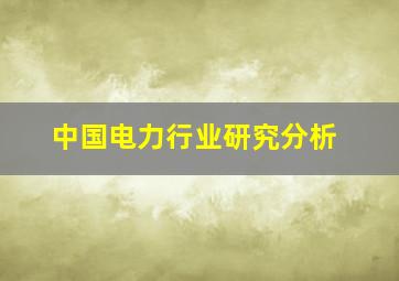 中国电力行业研究分析