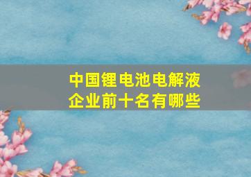 中国锂电池电解液企业前十名有哪些