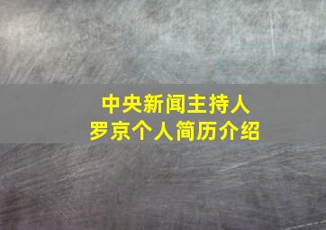 中央新闻主持人罗京个人简历介绍