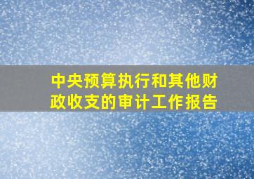 中央预算执行和其他财政收支的审计工作报告