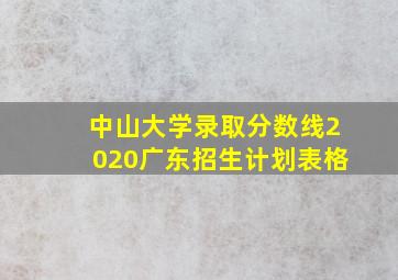 中山大学录取分数线2020广东招生计划表格