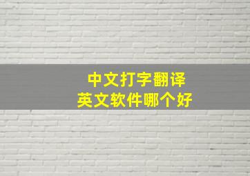 中文打字翻译英文软件哪个好