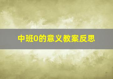 中班0的意义教案反思