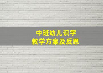 中班幼儿识字教学方案及反思