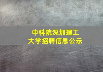 中科院深圳理工大学招聘信息公示