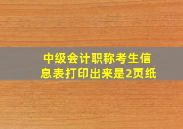 中级会计职称考生信息表打印出来是2页纸