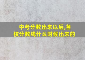 中考分数出来以后,各校分数线什么时候出来的