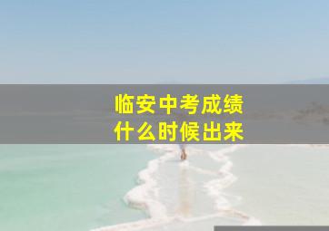 临安中考成绩什么时候出来