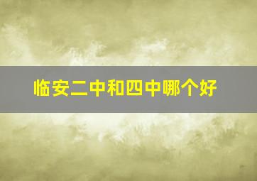 临安二中和四中哪个好