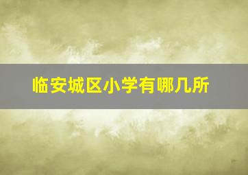 临安城区小学有哪几所