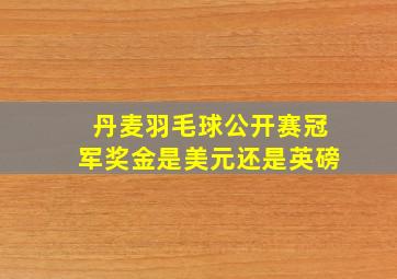 丹麦羽毛球公开赛冠军奖金是美元还是英磅