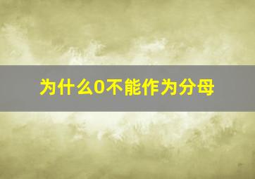 为什么0不能作为分母