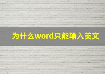 为什么word只能输入英文