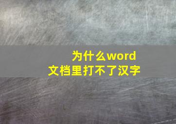 为什么word文档里打不了汉字