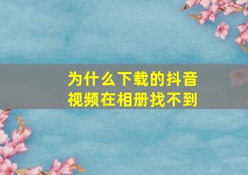 为什么下载的抖音视频在相册找不到