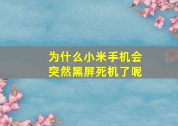 为什么小米手机会突然黑屏死机了呢